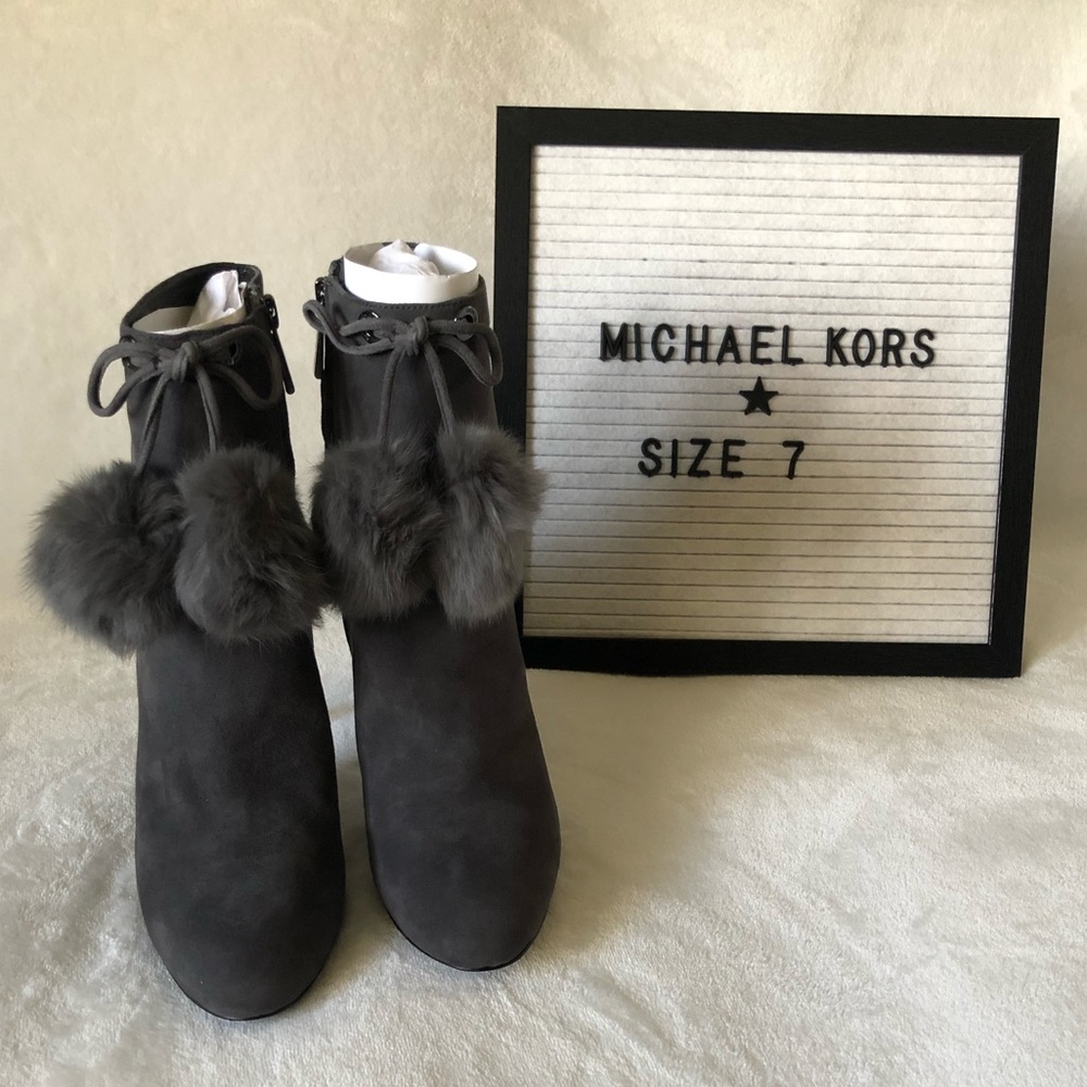 Michael Kors gray suede high heel booties